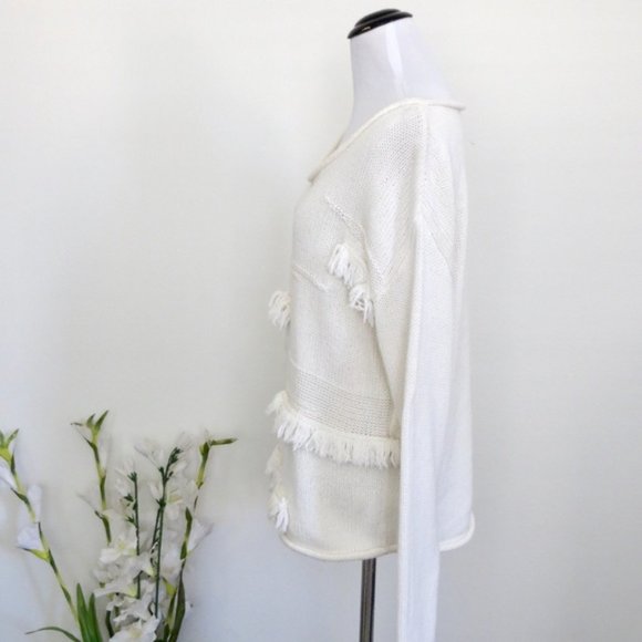 NEW Plenty by Tracy Reese Knit Sweater Fringe CLIPPED PULLOVER M - Picture 3 of 7